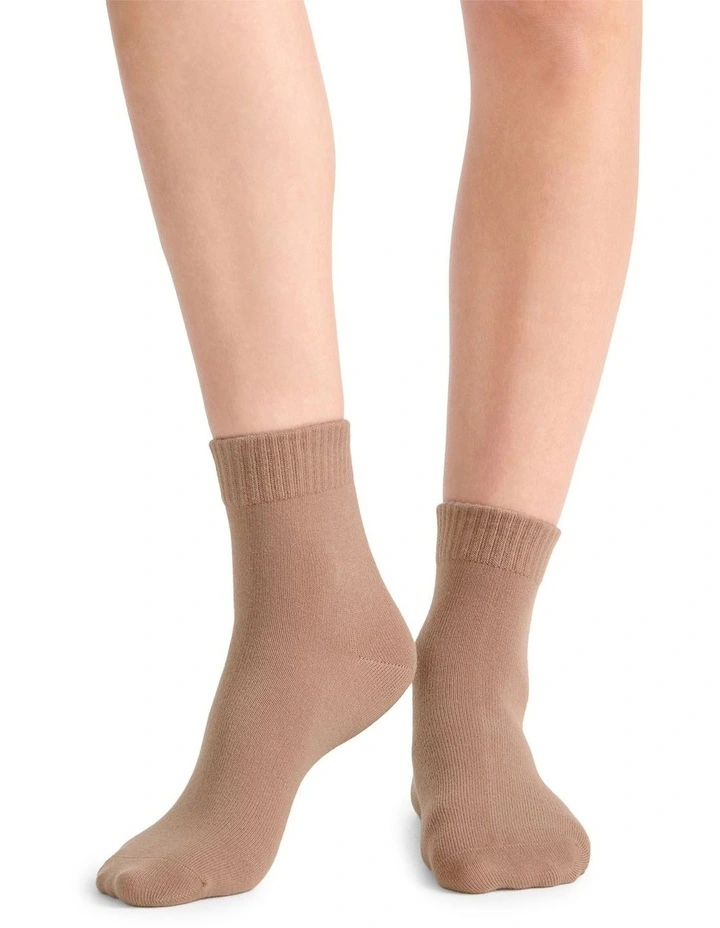 Organic Cotton Blend Rib Top Crew Sock 2 Pack in Buttercream and Husk image 5