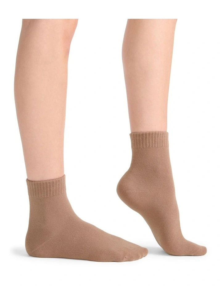 Organic Cotton Blend Rib Top Crew Sock 2 Pack in Buttercream and Husk image 6