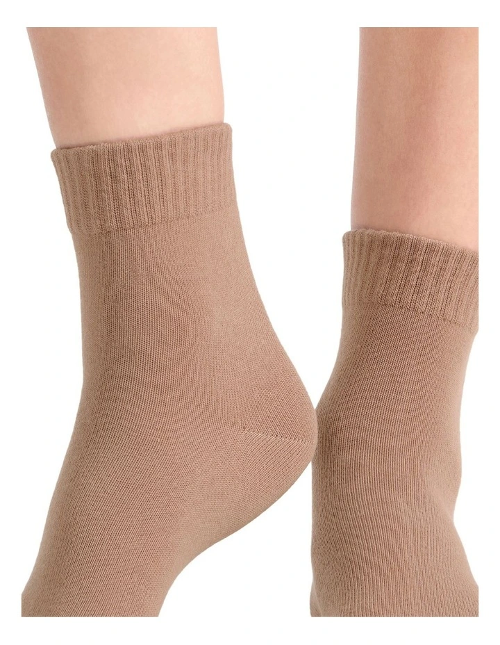 Organic Cotton Blend Rib Top Crew Sock 2 Pack in Buttercream and Husk image 7