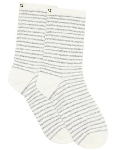 Organic Cotton Blend Stripe Crew in Grey Marle