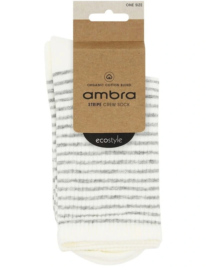 Organic Cotton Blend Stripe Crew in Grey Marle image 2
