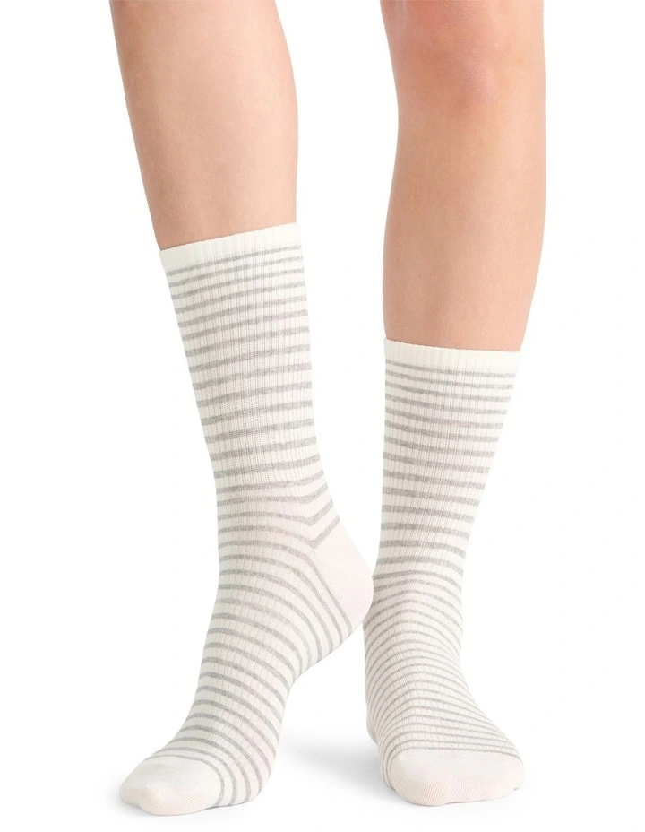 Organic Cotton Blend Stripe Crew in Grey Marle image 3