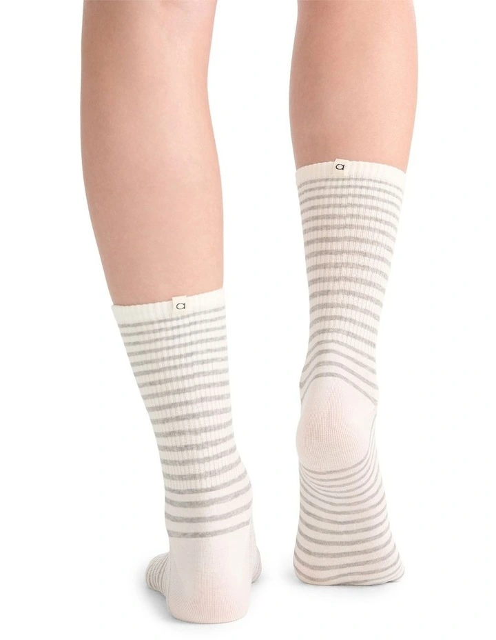 Organic Cotton Blend Stripe Crew in Grey Marle image 4
