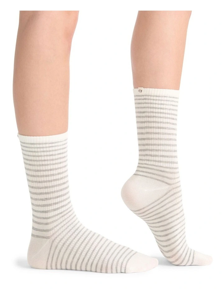 Organic Cotton Blend Stripe Crew in Grey Marle image 5