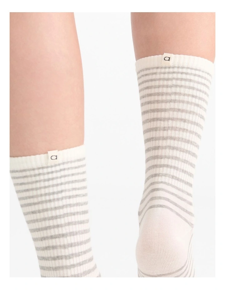 Organic Cotton Blend Stripe Crew in Grey Marle image 6