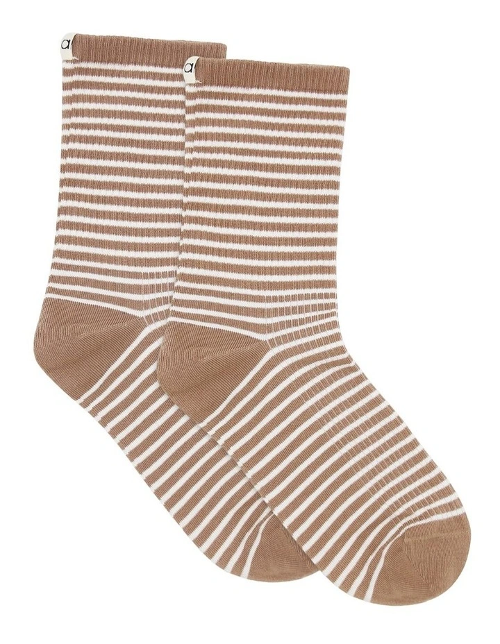 Organic Cotton Blend Stripe Crew in Husk image 1