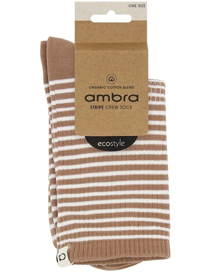 Organic Cotton Blend Stripe Crew in Husk image 2