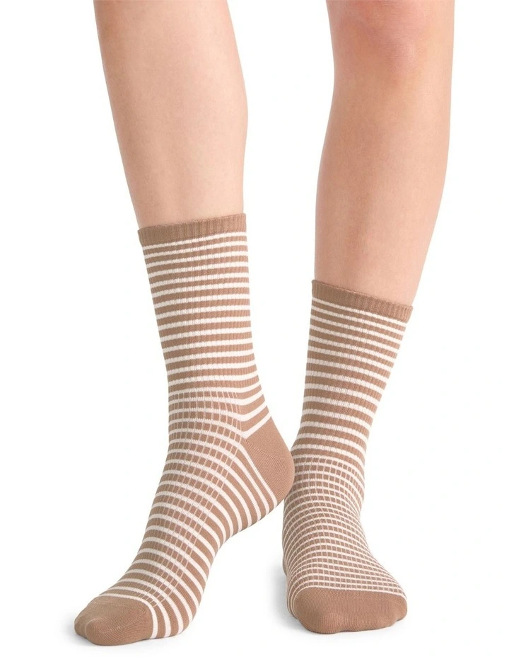 Organic Cotton Blend Stripe Crew in Husk image 3