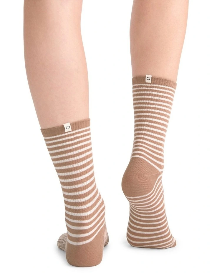 Organic Cotton Blend Stripe Crew in Husk image 4