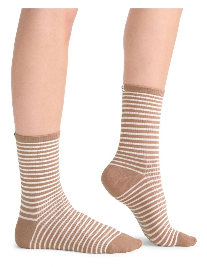 Organic Cotton Blend Stripe Crew in Husk image 5