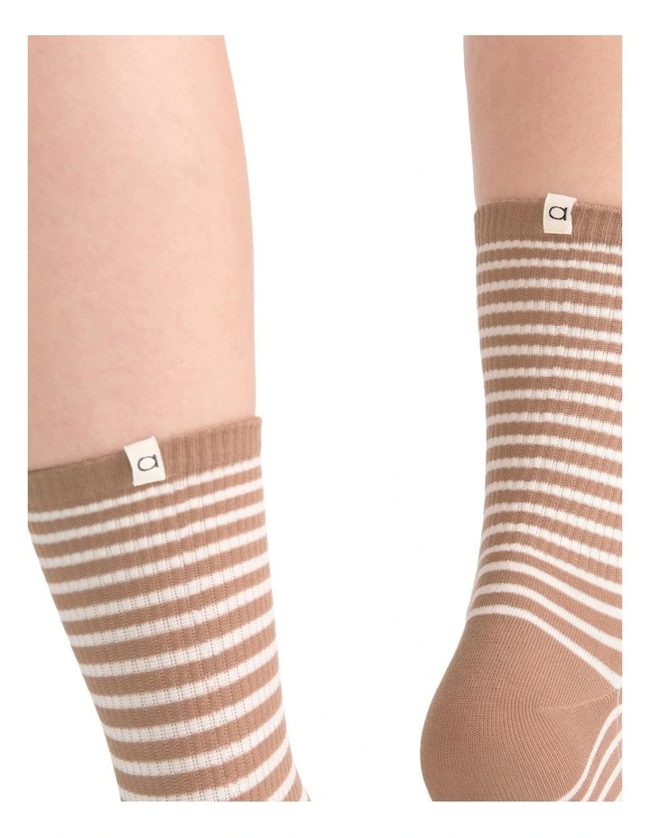Organic Cotton Blend Stripe Crew in Husk image 6