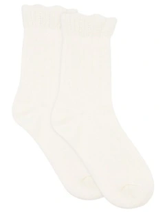 Organic Cotton Blend Ruffle Sock in Buttercream