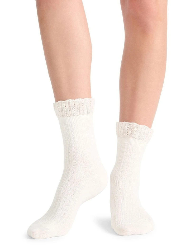 Organic Cotton Blend Ruffle Sock in Buttercream image 3