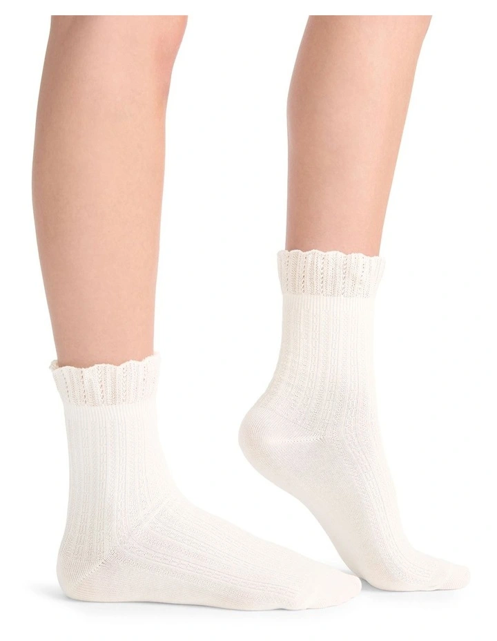 Organic Cotton Blend Ruffle Sock in Buttercream image 4