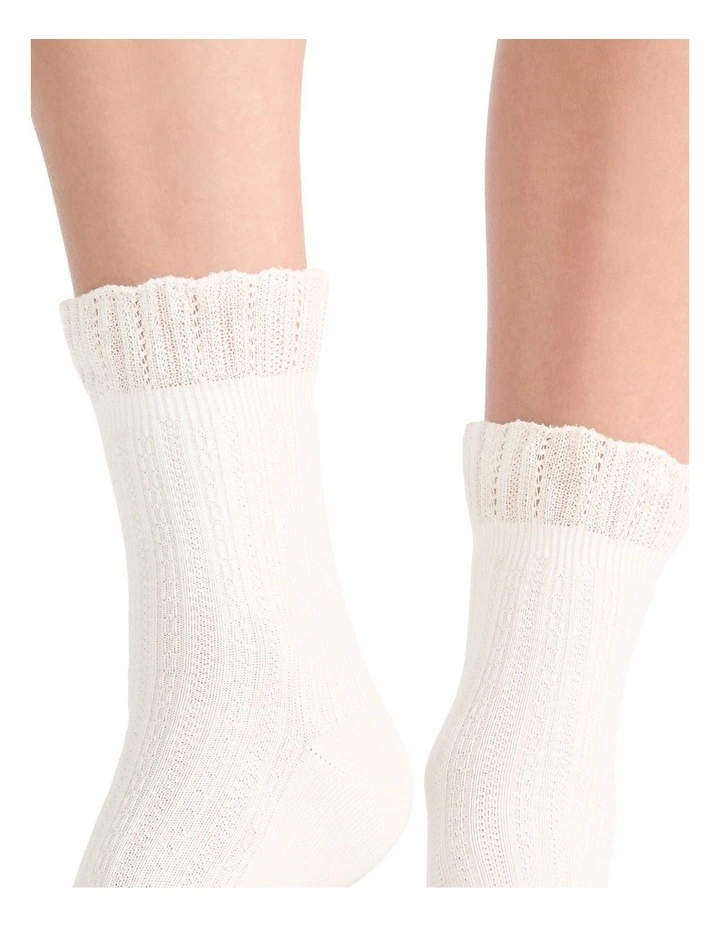 Organic Cotton Blend Ruffle Sock in Buttercream image 5