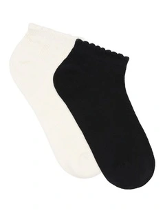 Organic Cotton Blend Low Cut Sock 2 Pack in Black and Buttercream