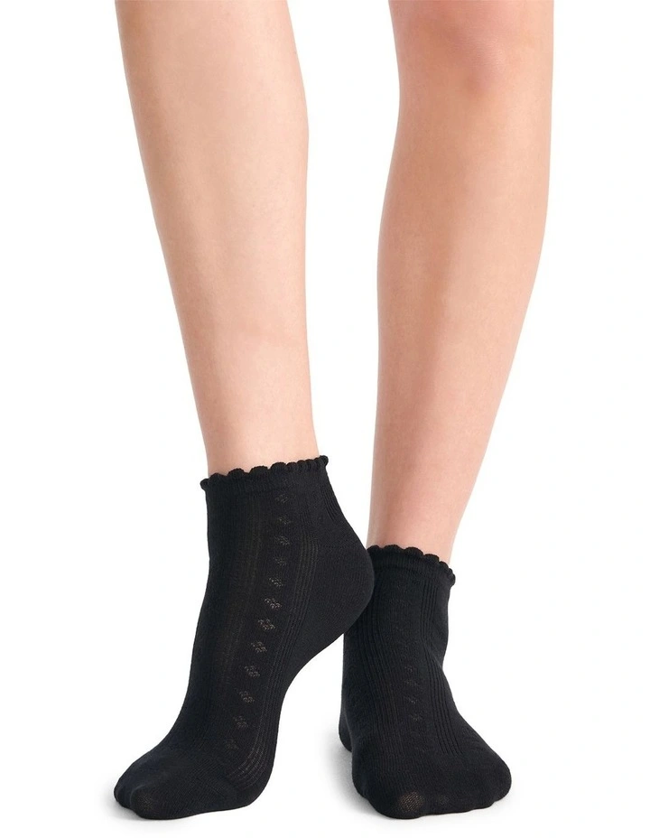 Organic Cotton Blend Low Cut Sock 2 Pack in Black and Buttercream image 3