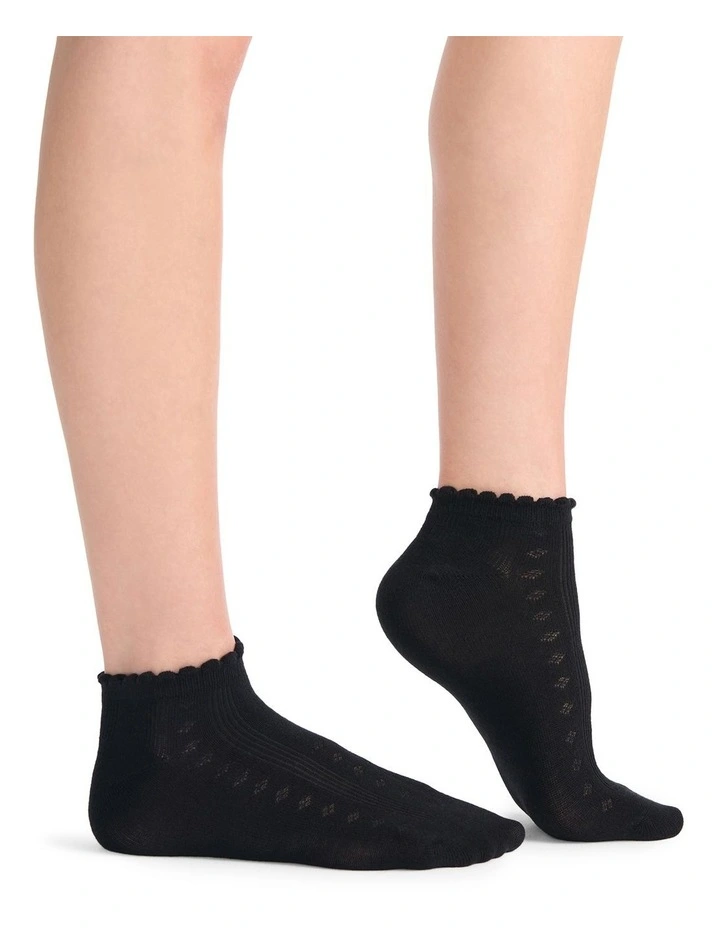 Organic Cotton Blend Low Cut Sock 2 Pack in Black and Buttercream image 4
