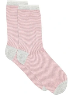 Lina Fine Stripe Crew Sock in Tulle