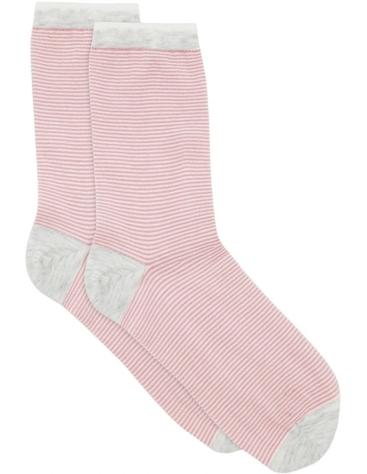 Lina Fine Stripe Crew Sock in Tulle image 1