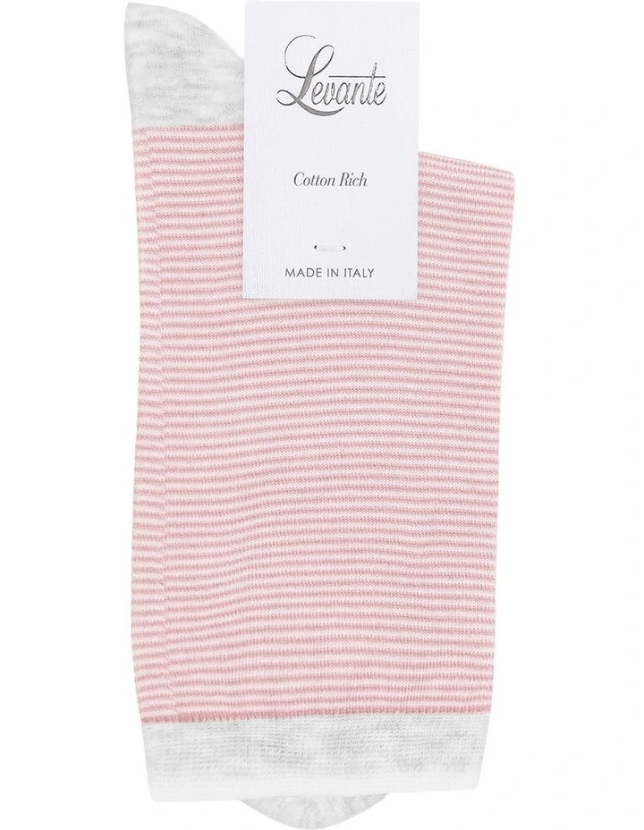 Lina Fine Stripe Crew Sock in Tulle image 2