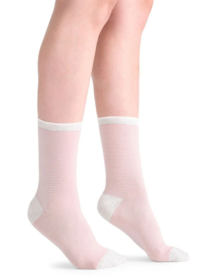 Lina Fine Stripe Crew Sock in Tulle image 4