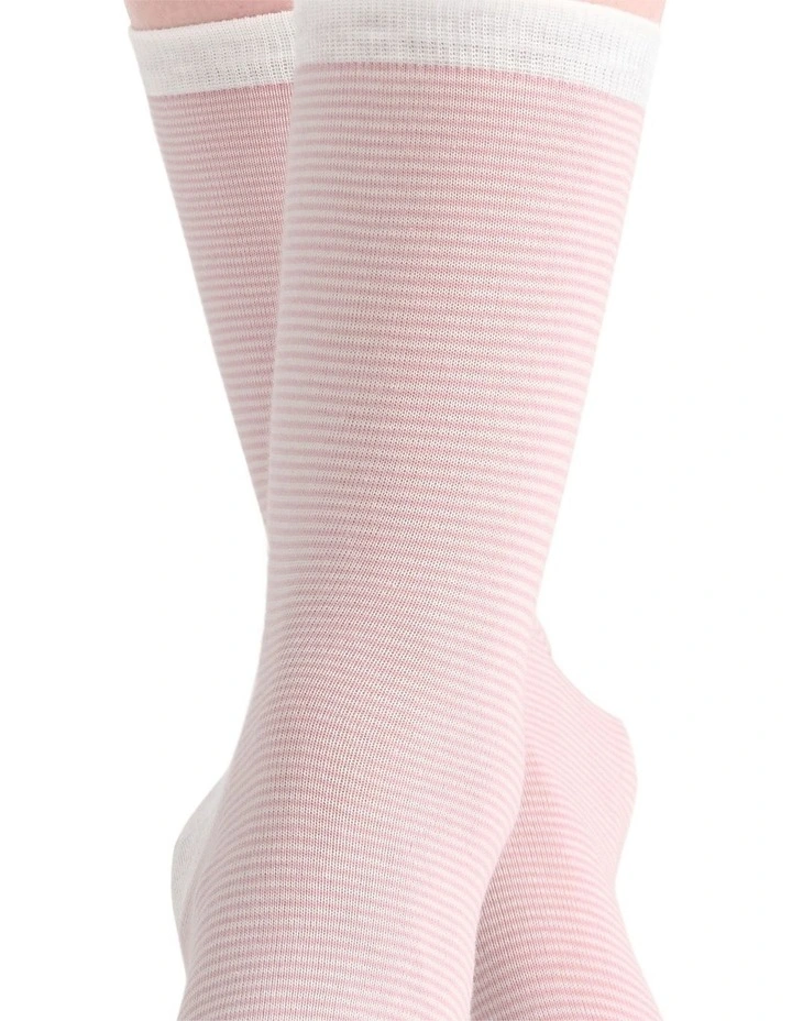 Lina Fine Stripe Crew Sock in Tulle image 5