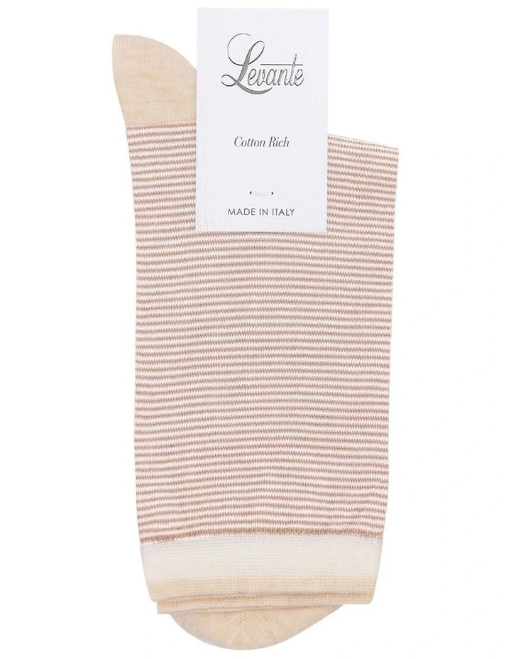 Lina Fine Stripe Crew Sock in Fawn image 2