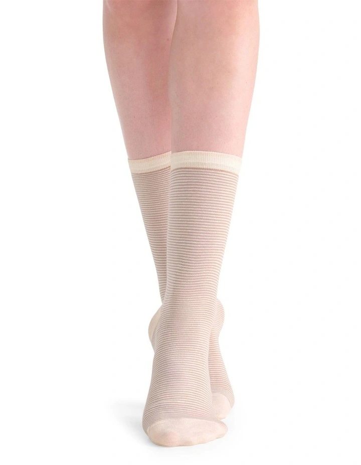 Lina Fine Stripe Crew Sock in Fawn image 3