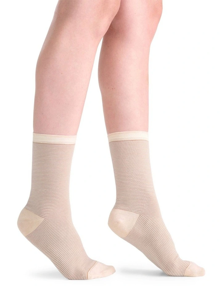 Lina Fine Stripe Crew Sock in Fawn image 4