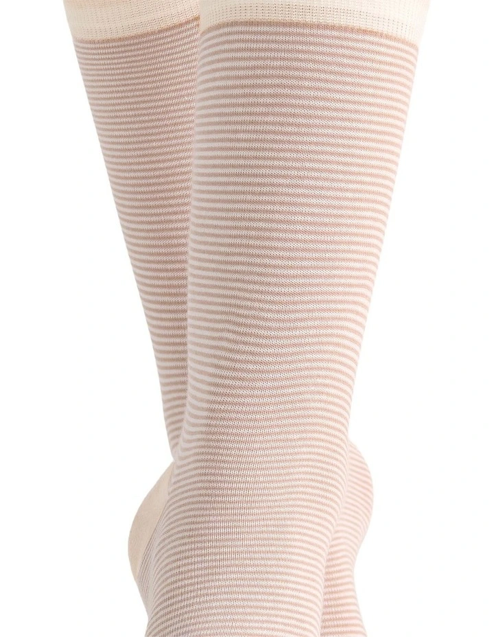 Lina Fine Stripe Crew Sock in Fawn image 5