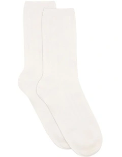 Levante Marta Decorative Rib Crew Sock in Bianco