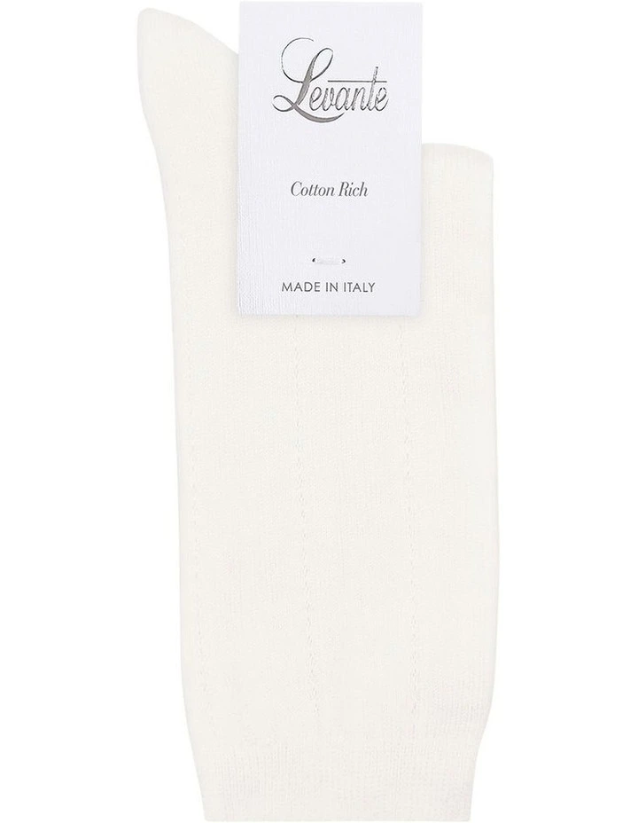 Levante Marta Decorative Rib Crew Sock in Bianco image 2