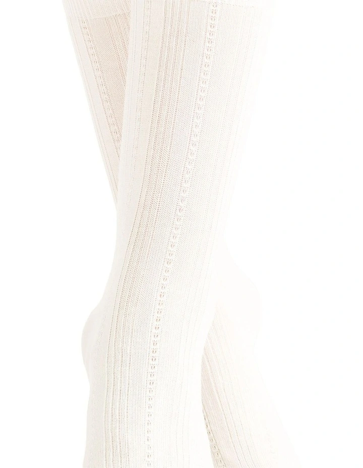 Levante Marta Decorative Rib Crew Sock in Bianco image 5