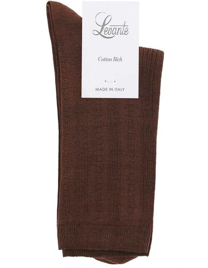 Levante Marta Decorative Rib Crew Sock in Truffle image 2