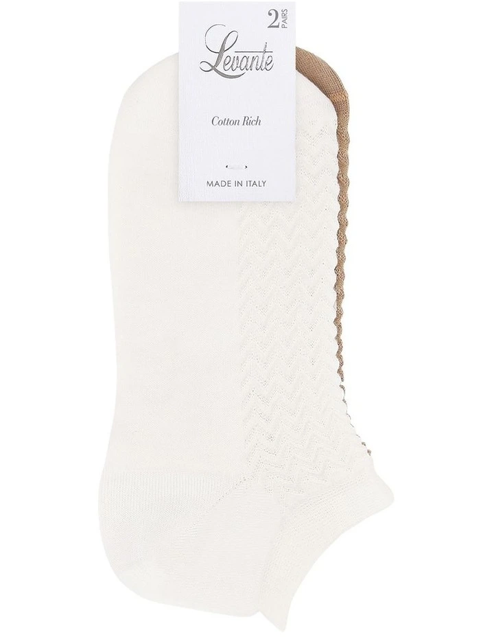 Levante Sienna Low Cut Sock 2 Pack in Bianca and Fawn image 2