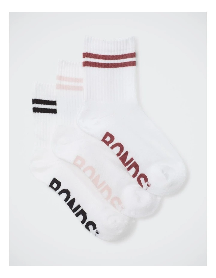 Women's Logo Cushioned Stripe Half Crew Socks 3 Pack in Pop Colours image 1