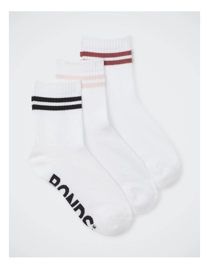 Women's Logo Cushioned Stripe Half Crew Socks 3 Pack in Pop Colours image 2