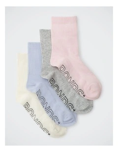 Womens Logo Light Half Crew Socks 4 Pack in Pack 02