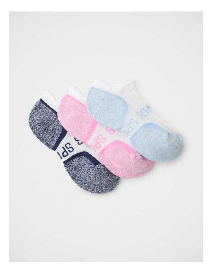 Women's Logo Cushioned Crew Socks 3 Pack in Black, Pink, and Blue image 1