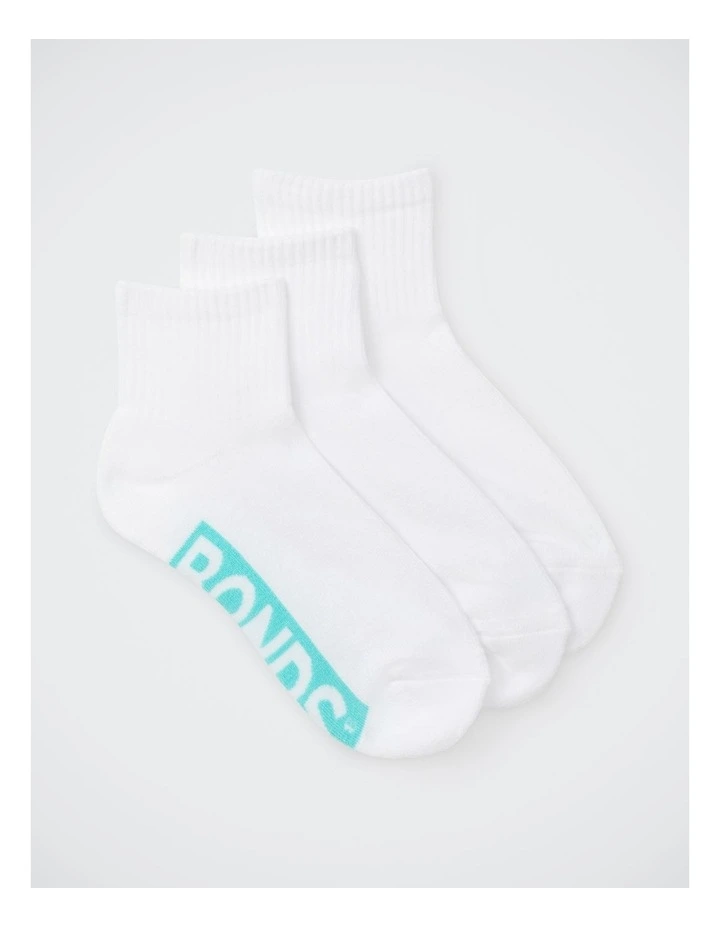 Womens Logo Cushioned Quarter Crew Socks 3 Pack in Pack 81L image 2