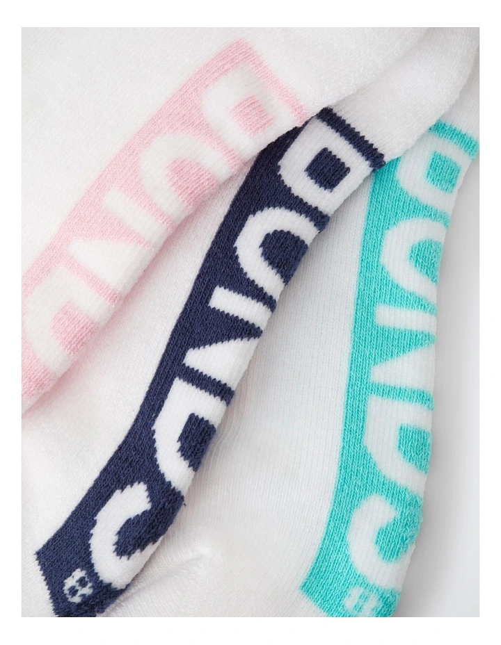 Womens Logo Cushioned Quarter Crew Socks 3 Pack in Pack 81L image 3