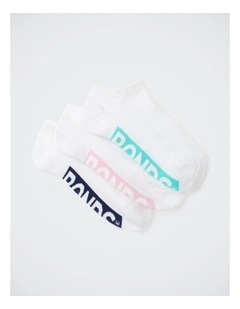 Womens Logo Cushioned Low Cut Socks 3 Pack in Pack 19