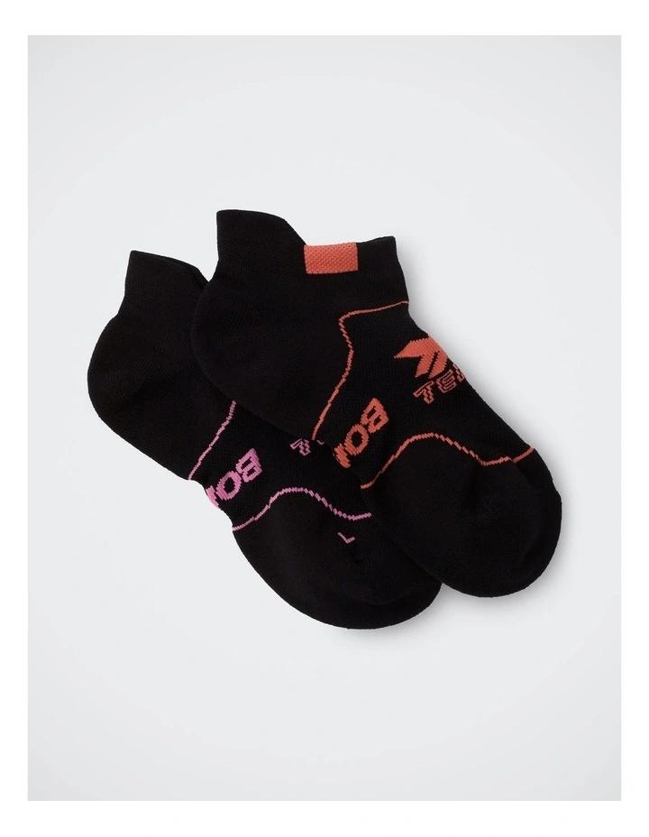 Women's X-Temp Sport Low Cut Socks 2 Pack in Black with Pink and Red image 1