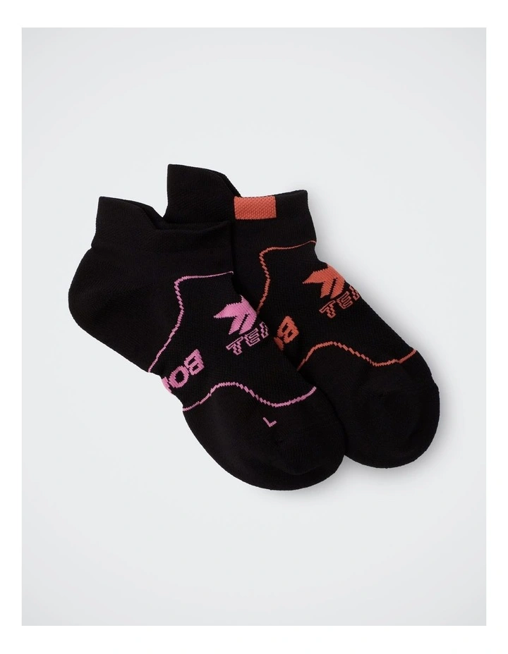 Women's X-Temp Sport Low Cut Socks 2 Pack in Black with Pink and Red image 2