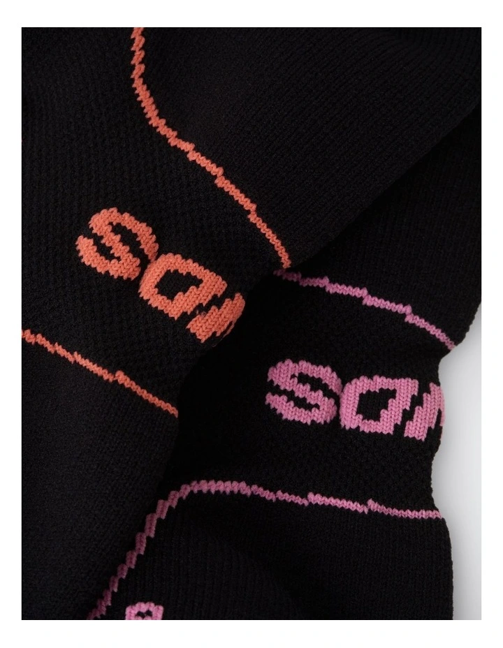 Women's X-Temp Sport Low Cut Socks 2 Pack in Black with Pink and Red image 3