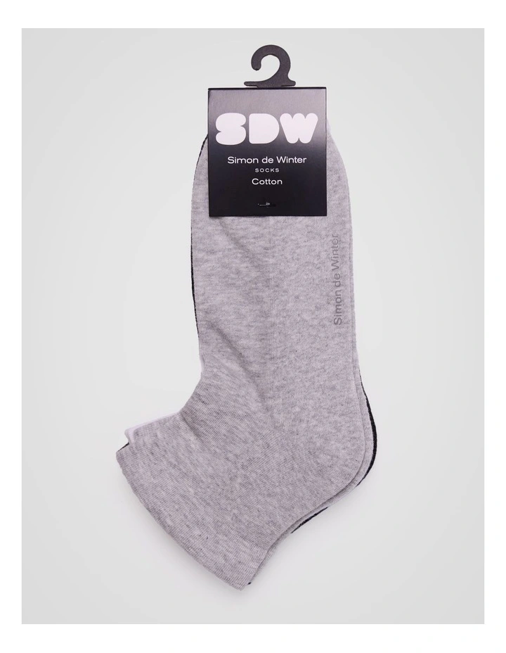 3 Pack Circulation Quarter Crew Socks in Grey, White, and Black image 2