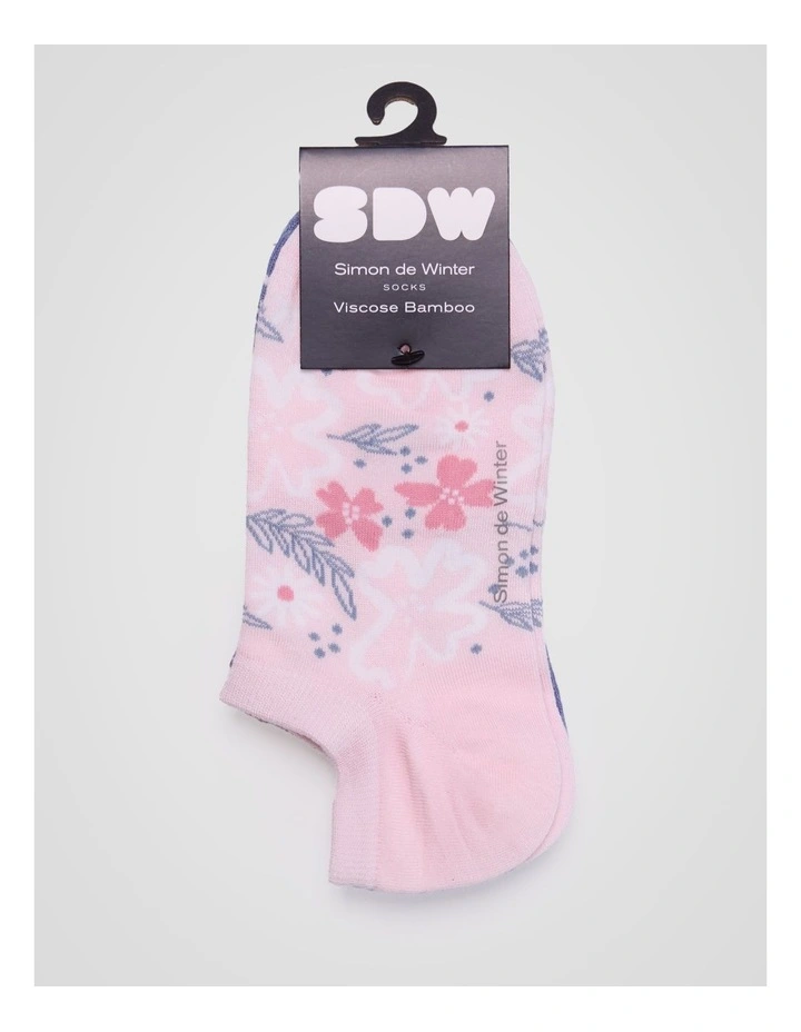 2 Pack Bamboo Patterned Low Cut Socks in Pale Primrose and Light Dusk Blue image 2