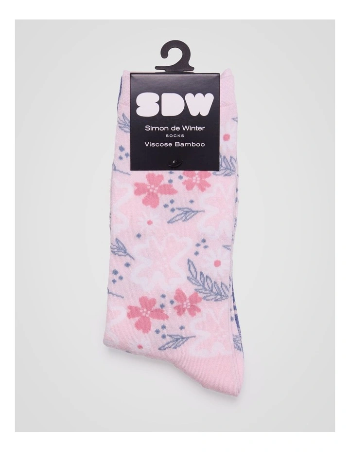 2 Pack Patterned Crew Socks in Pale Primrose and Light Dusk Blue image 2