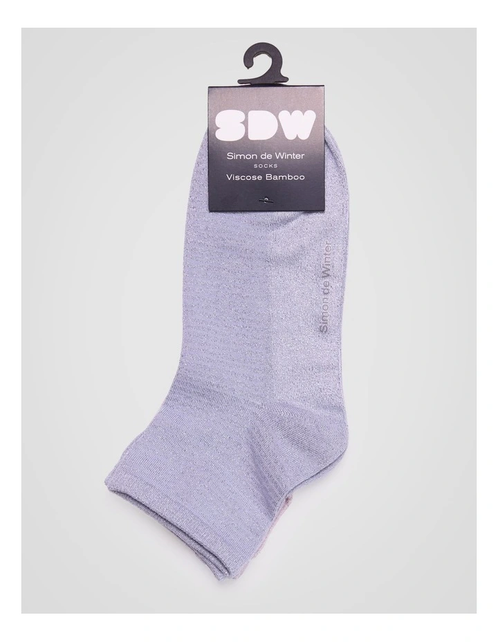2 Pack Bamboo Metallic Quarter Crew Socks in Arctic Ice and Pale Primrose image 2
